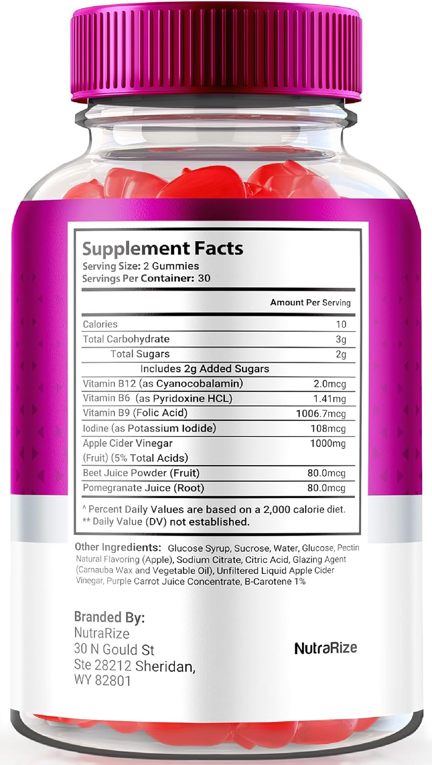Pack of 2 NutraRize Keto Gummies with Apple Cider Vinegar - 1000 MG All Natural Gummy Pills for Maximum Strength (120 Gummies)