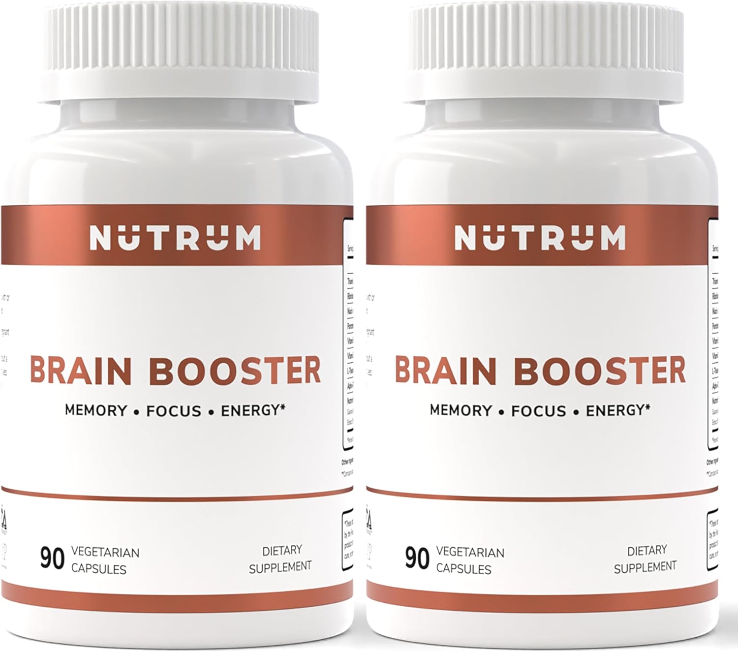 Pack of 2 Nutrum Brain Booster Nootropic Supplements for Focus, Memory, and Energy with Alpha-GPC, L-Theanine, Rhodiola, Ginseng, and Guarana