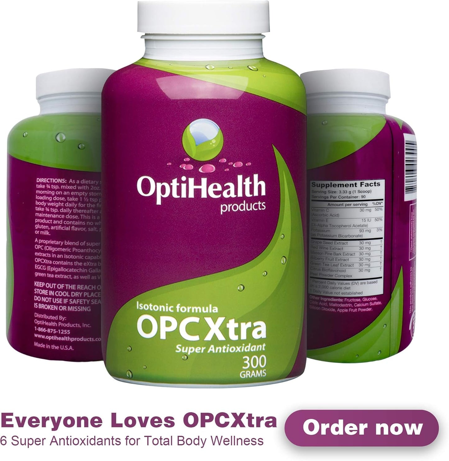 Pack of 2 OptiHealth OPCXtra Isotonic OPC Super Antioxidant Supplement - 180 Servings
