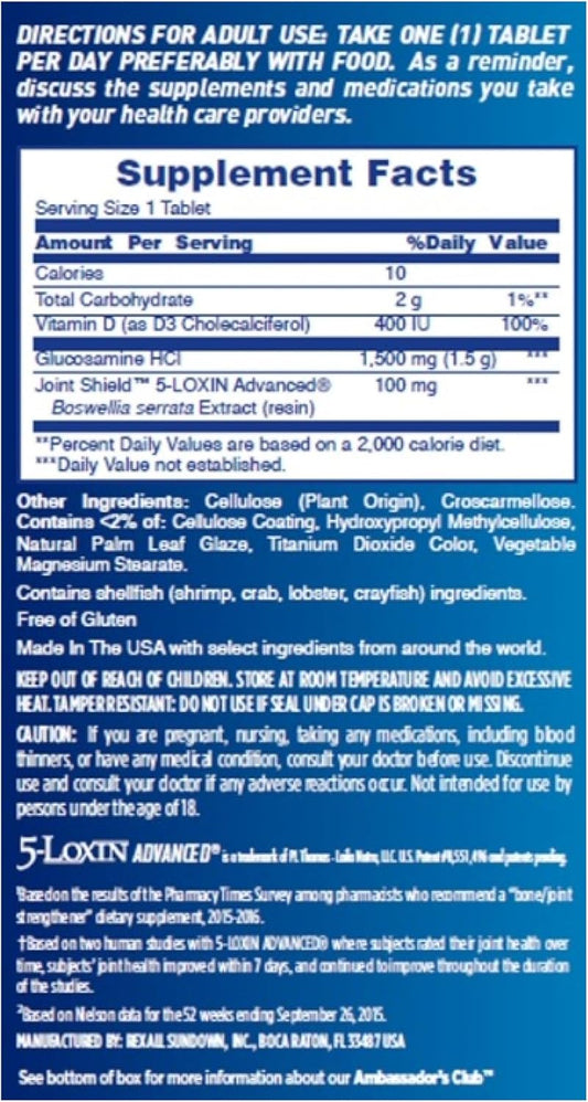 Pack of 2 Osteo Bi-Flex Glucosamine with Vitamin D, One-a-Day Joint Health Support Tablets for Bone & Immune Health, 60 Count