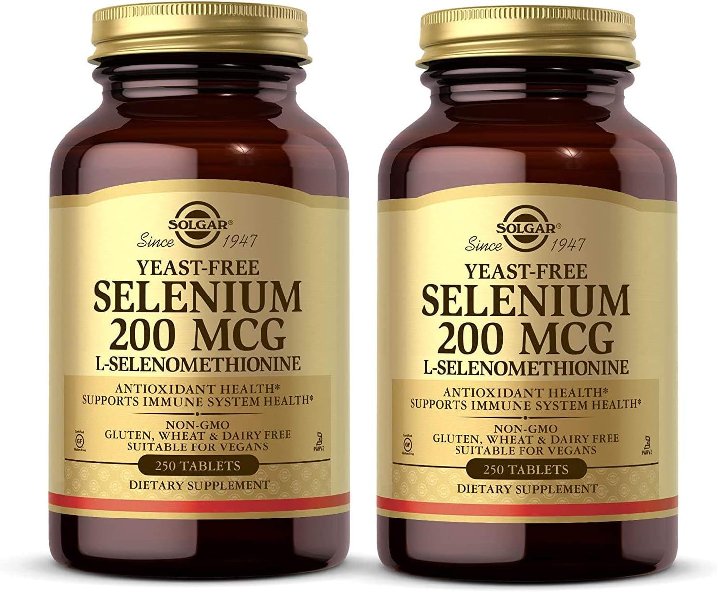 Pack of 2 Solgar Selenium 200 mcg Tablets - 500 Total Servings - Antioxidant & Immune Support - Non-GMO, Vegan, Gluten Free, Dairy Free, Kosher
