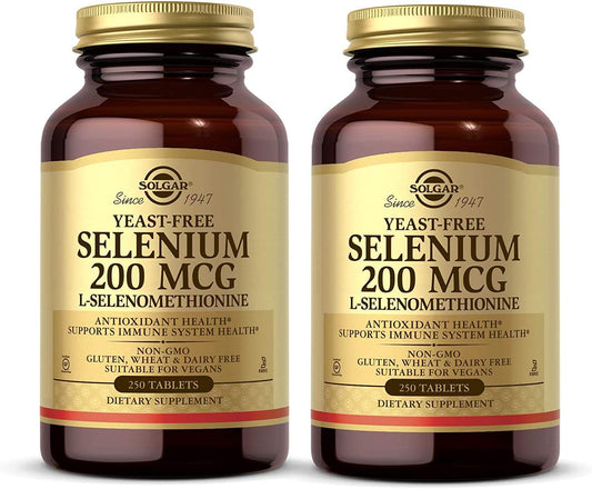 Pack of 2 Solgar Selenium 200 mcg Tablets - 500 Total Servings - Antioxidant & Immune Support - Non-GMO, Vegan, Gluten Free, Dairy Free, Kosher