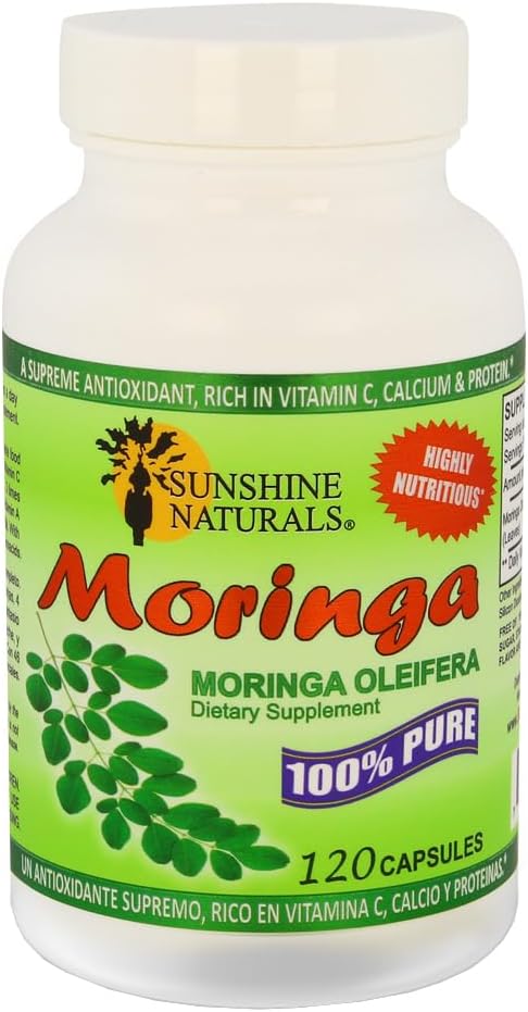 Pack of 2 Sunshine Naturals Moringa Dietary Supplement Capsules for Immune System, Energy, Antioxidant, and Heart Health