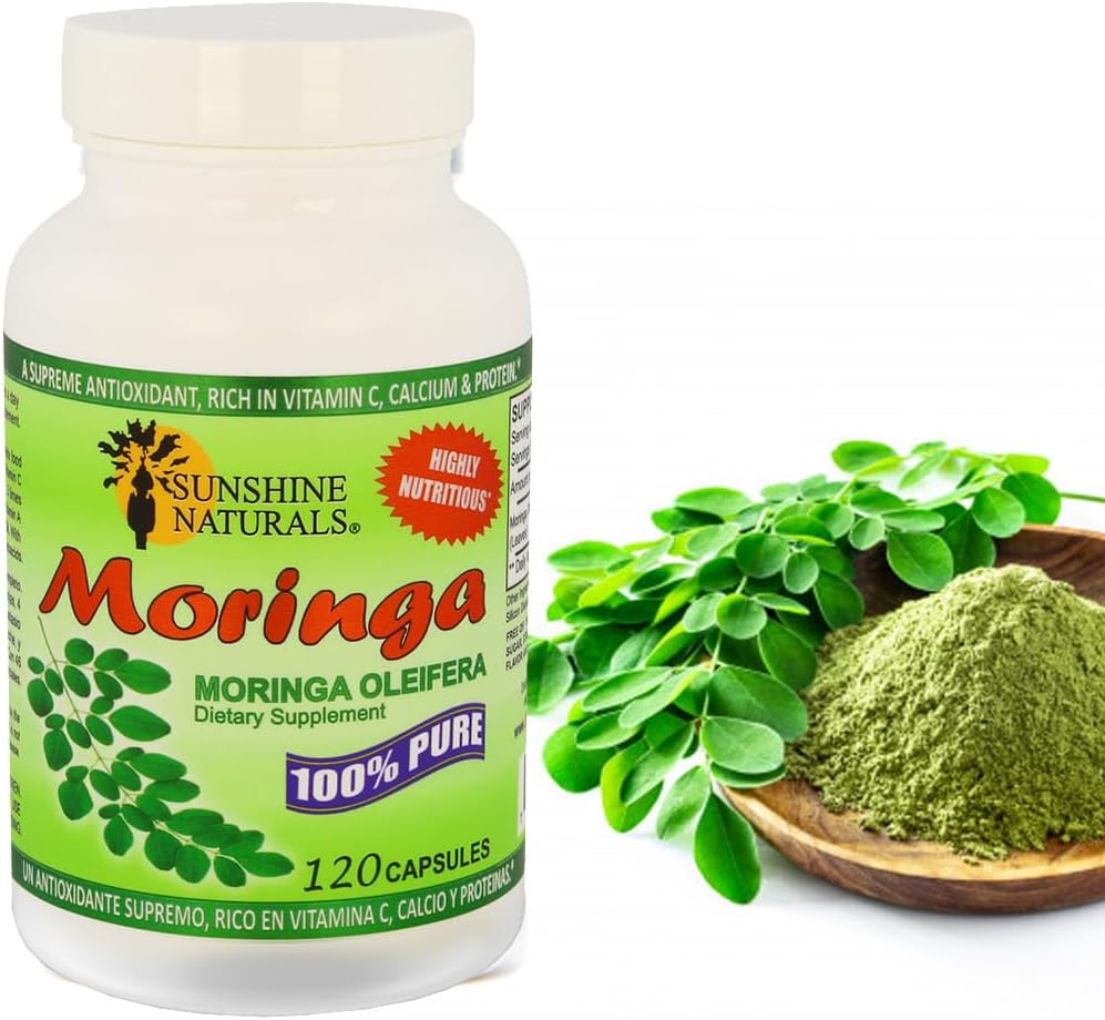 Pack of 2 Sunshine Naturals Moringa Dietary Supplement Capsules for Immune System, Energy, Antioxidant, and Heart Health