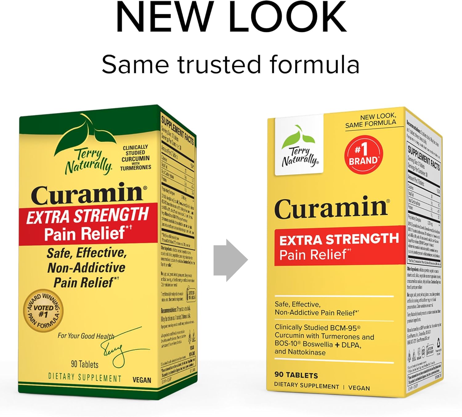 Pack of 2 Terry Naturally Curamin Extra Strength Tablets - 90 Count - Curcumin, Boswellia, DLPA, Nattokinase - Non-GMO, Vegan, Gluten Free - 60 Servings
