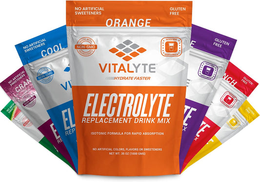 Pack of 2 Vitalyte Isotonic Electrolyte Powder Drink Mix, Gluten-Free Post-Workout Hydration - 35 oz. Each, Orange Flavor