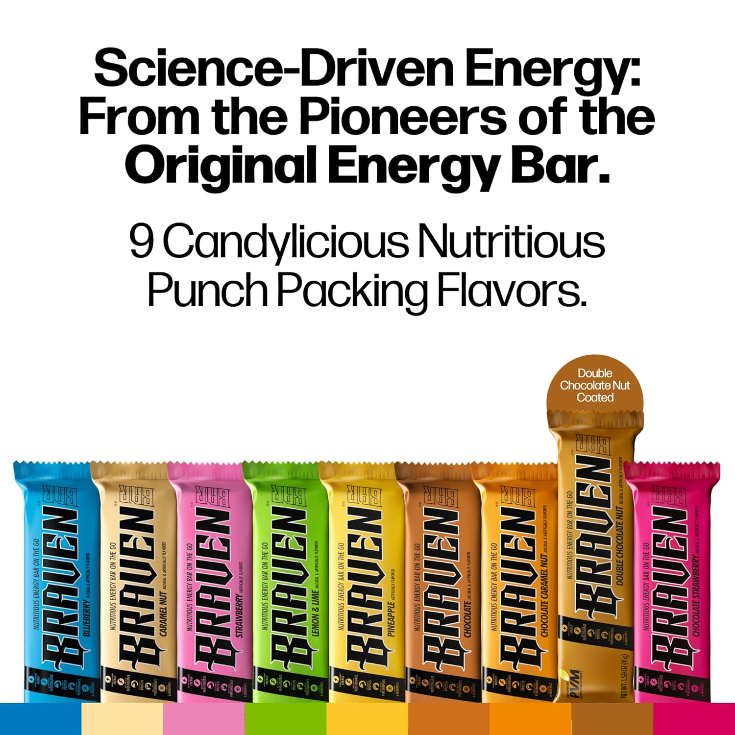 Pack of 20 Braven Bar Double Chocolate Nut Energy Bars - 5g Protein Energy Chews for Running, Hiking, Sports - Gluten Free On-the-Go Snacks