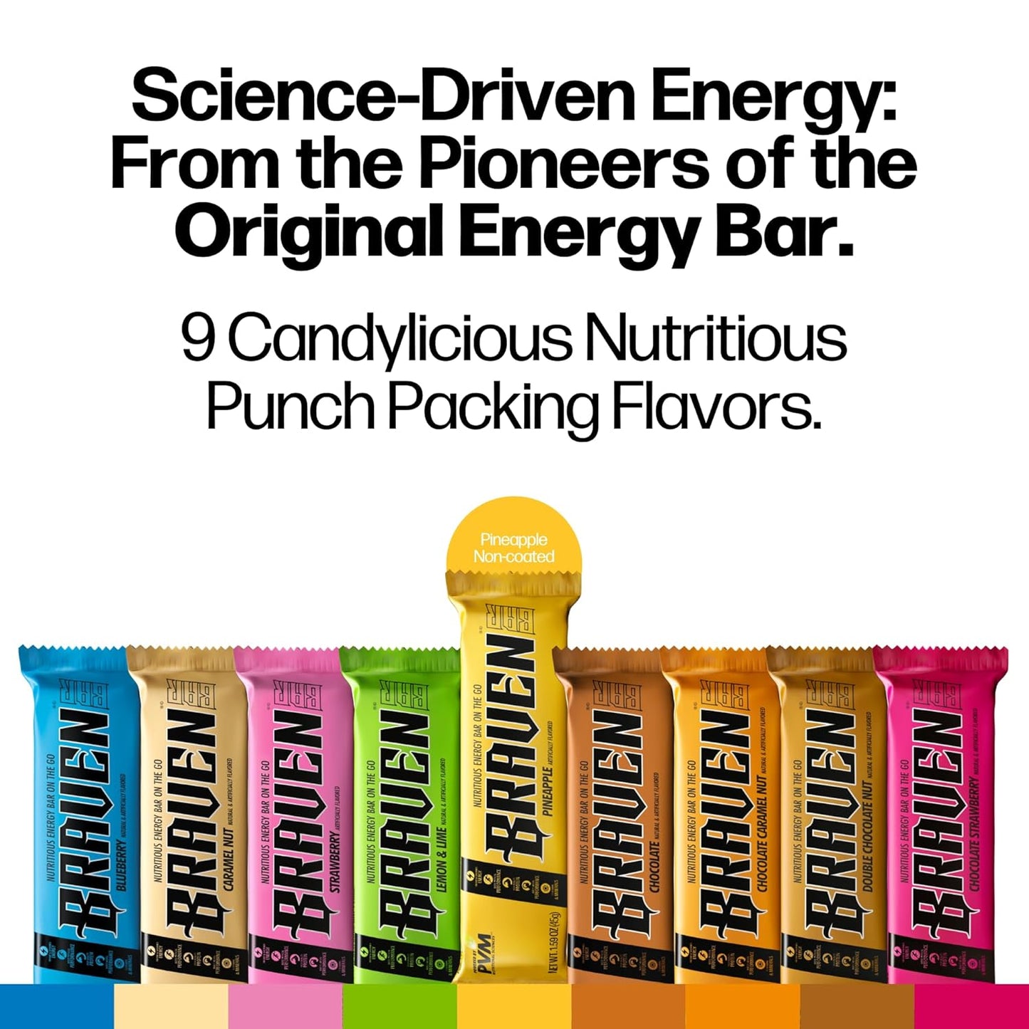 Pack of 20 Braven Bar Pineapple Energy Bars - 1.59 oz Energy Chews with 5g Protein - Gluten Free On-the-Go Snacks for Running, Hiking, Sports - Sustained Energy Boost