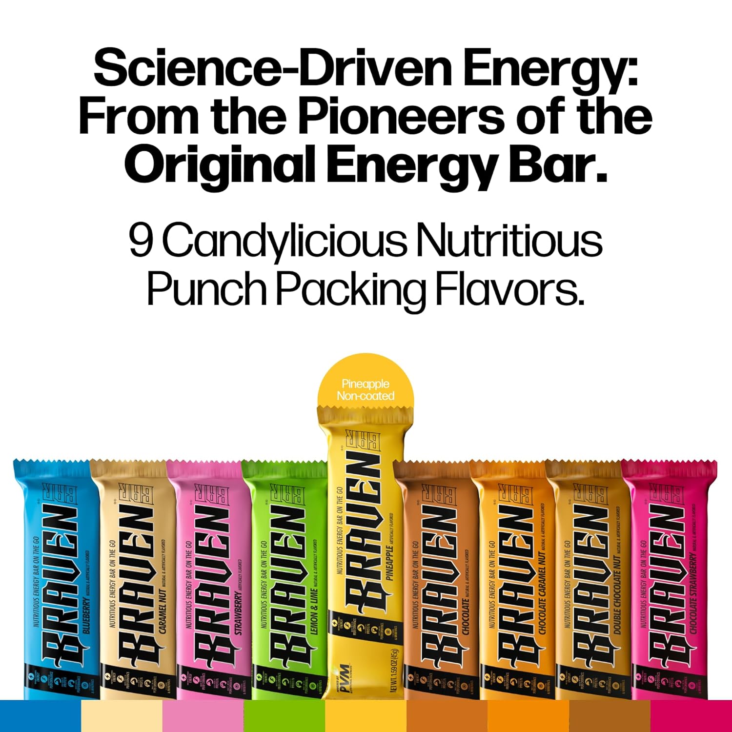 Pack of 20 Braven Bar Pineapple Energy Bars - 1.59 oz Energy Chews with 5g Protein - Gluten Free On-the-Go Snacks for Running, Hiking, Sports - Sustained Energy Boost