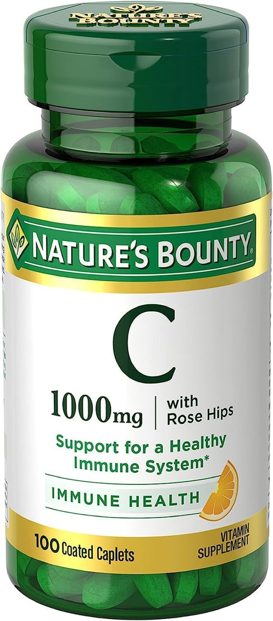 Pack of 200 Nature's Bounty Vitamin C 1000 mg Caplets with Rose Hips for Immune Support