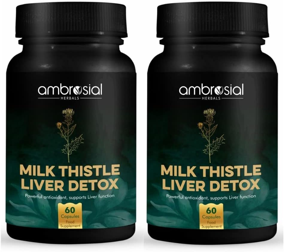 Pack of 240 AMBROSIAL Milk Thistle Capsules for Liver Support and Detox - Natural Herbal Supplement for Liver Health