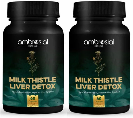 Pack of 240 AMBROSIAL Milk Thistle Capsules for Liver Support and Detox - Natural Herbal Supplement for Liver Health