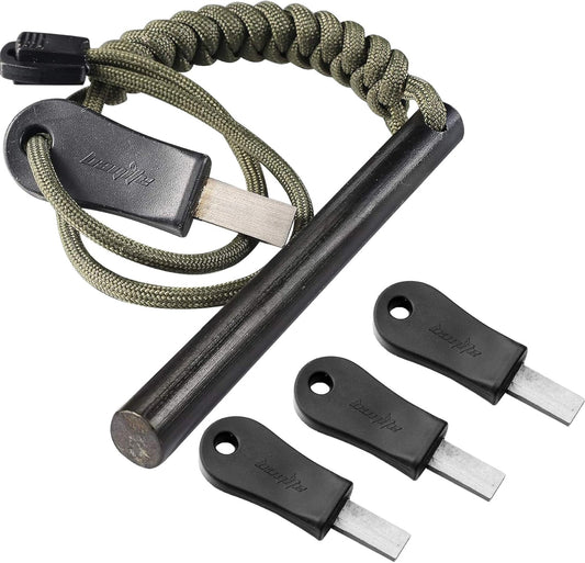 Pack of 3 Bayite 4 Inch Survival Ferro Rod Fire Starter Kit with Striker-Pro HSS Striker