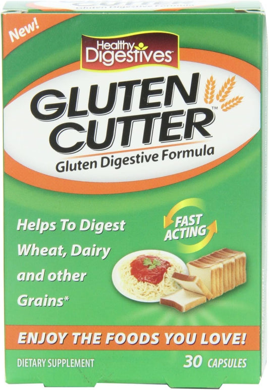 Pack of 3 Digestive Health Gluten Cutter Supplements - 30 Capsules per Bottle