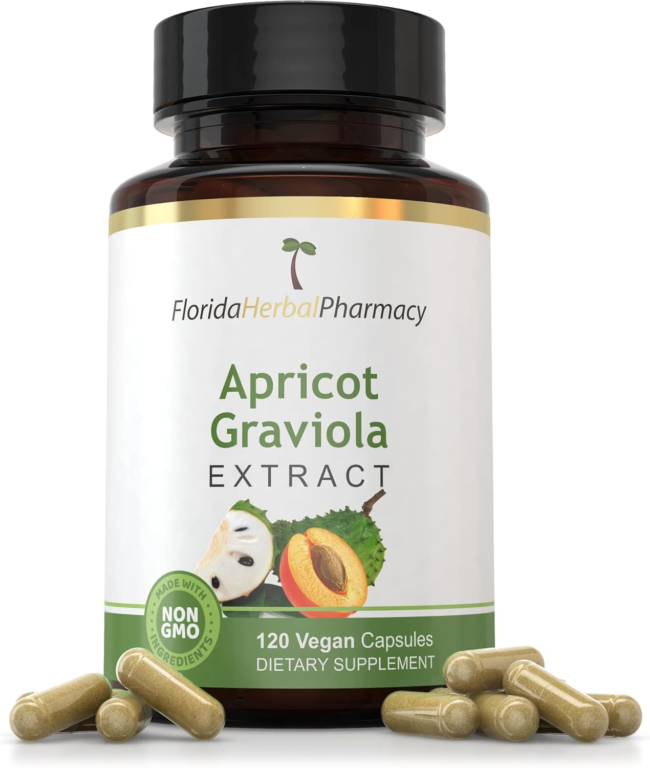 Pack of 3 Florida Herbal Pharmacy Apricot-Graviola Capsules 10:1 (360 Capsules, 500mg)