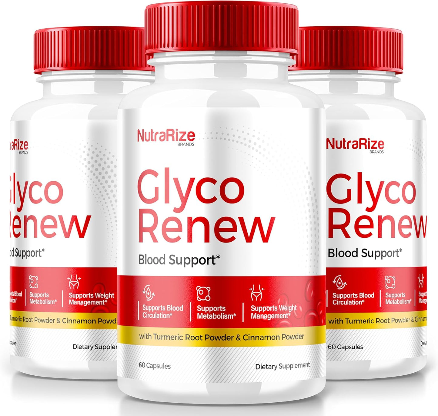 Pack of 3 Glyco Renew Pills - Maximum Strength Blood Support Supplement for Stable Levels - All Natural Formula - 180 Capsules