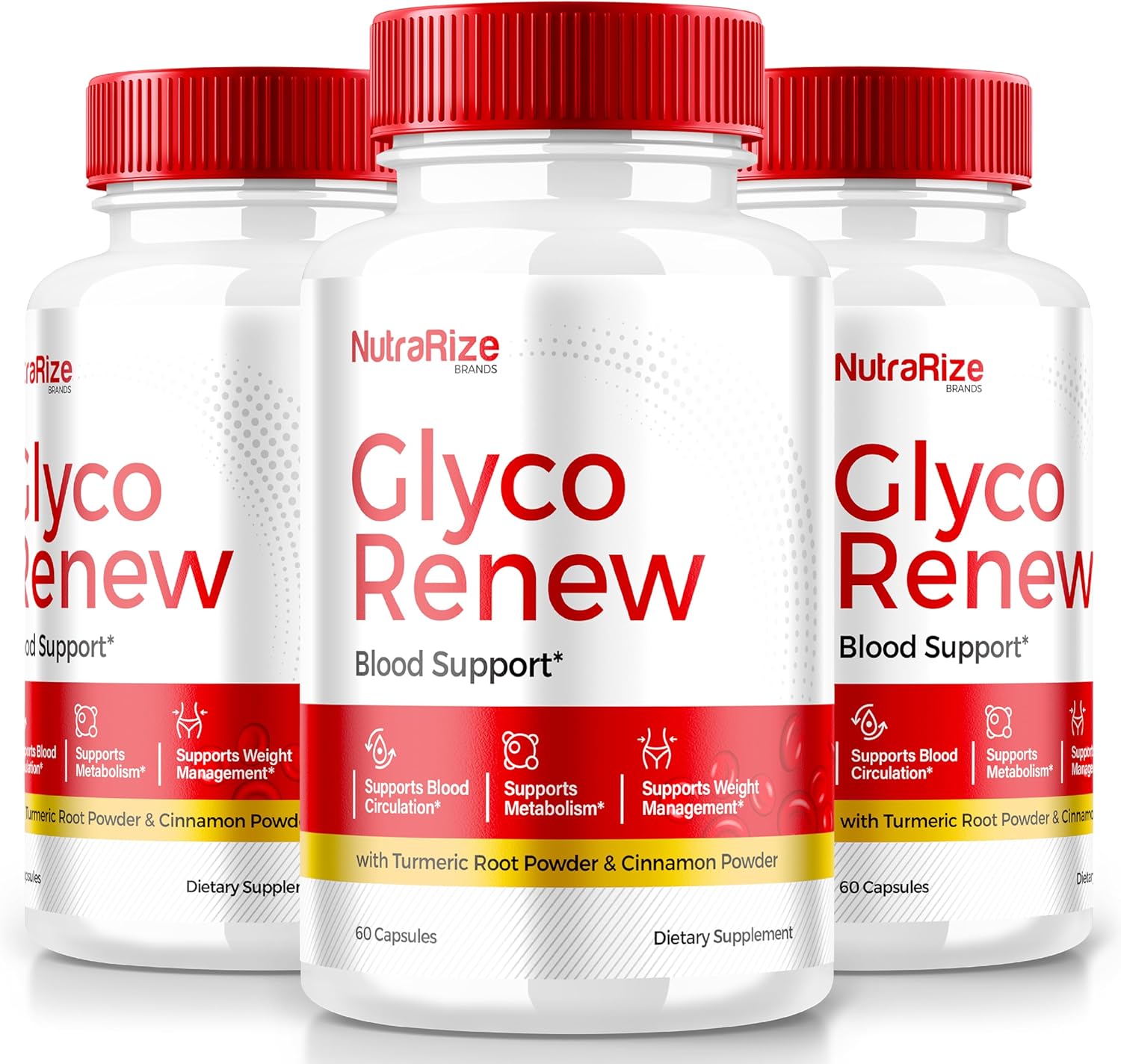 Pack of 3 Glyco Renew Pills - Maximum Strength Blood Support Supplement for Stable Levels - All Natural Formula - 180 Capsules