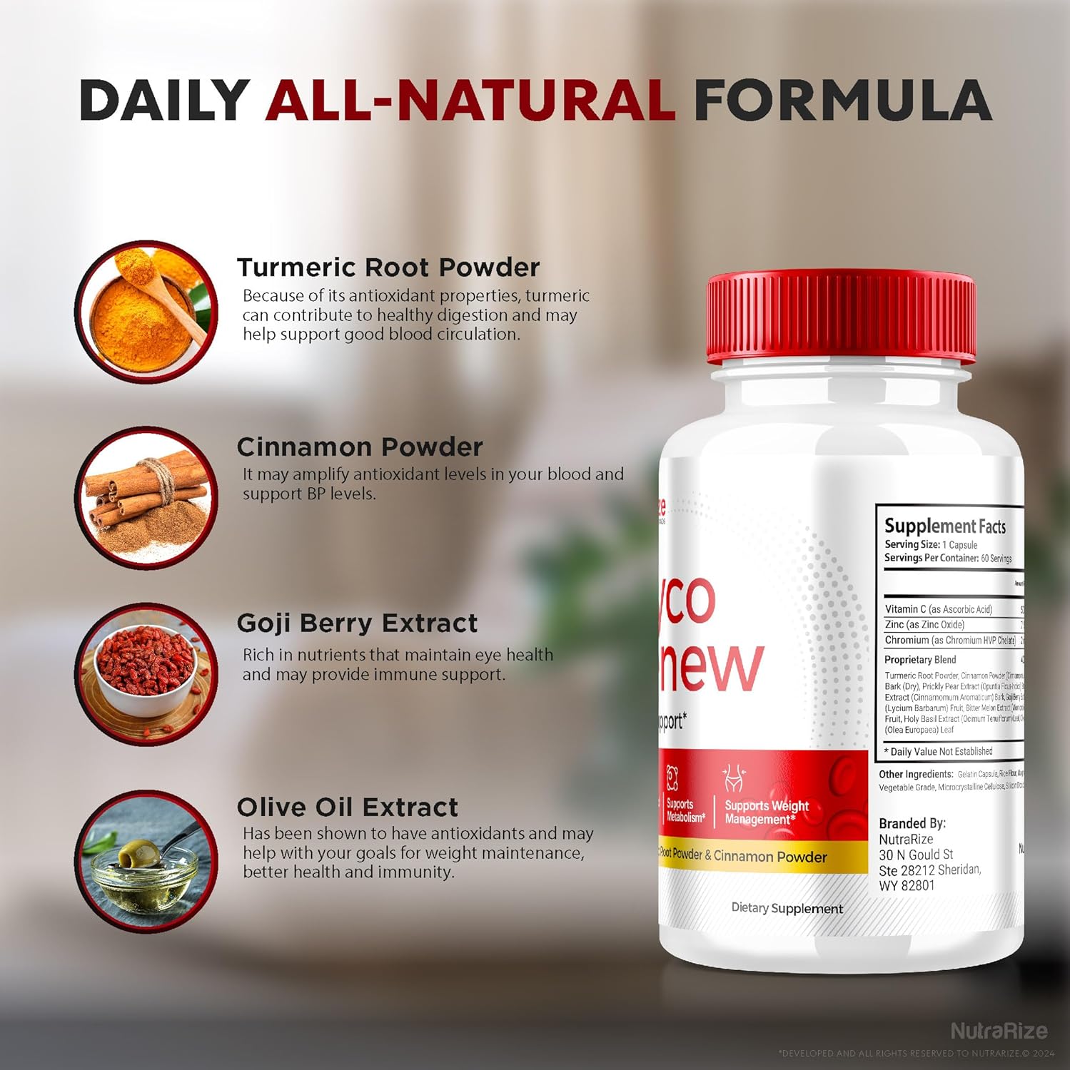 Pack of 3 Glyco Renew Pills - Maximum Strength Blood Support Supplement for Stable Levels - All Natural Formula - 180 Capsules