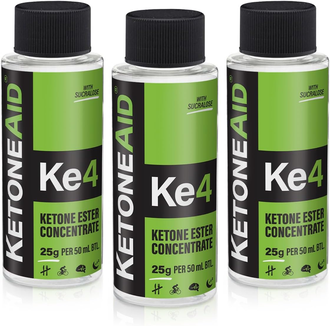 Pack of 3 KetoneAid Ke4 Ketone Ester Drinks with Sucralose - 10 Servings Each