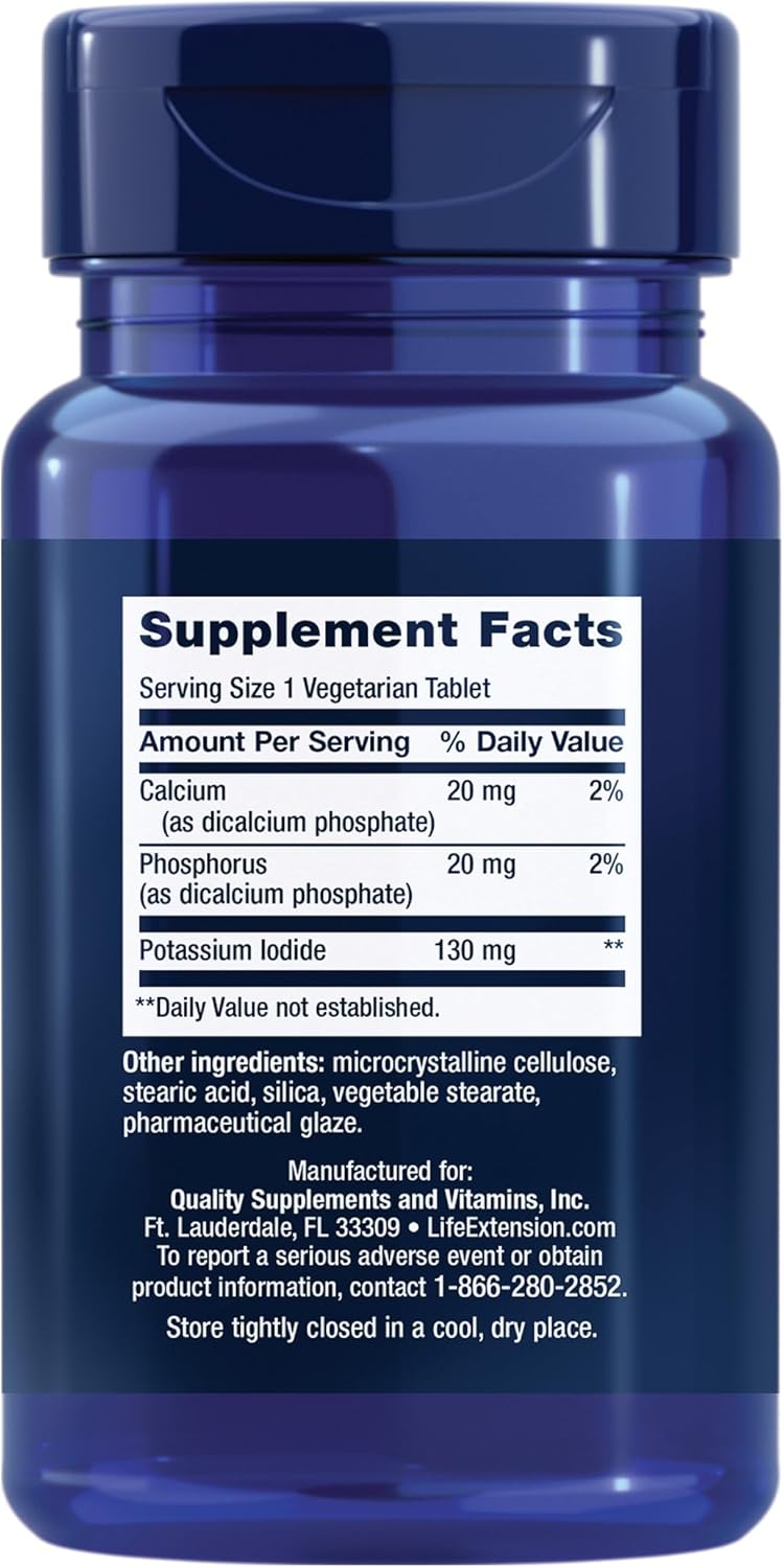 Pack of 3 Life Extension Potassium Iodide 130mg Tablets - 42 Tablets in Total