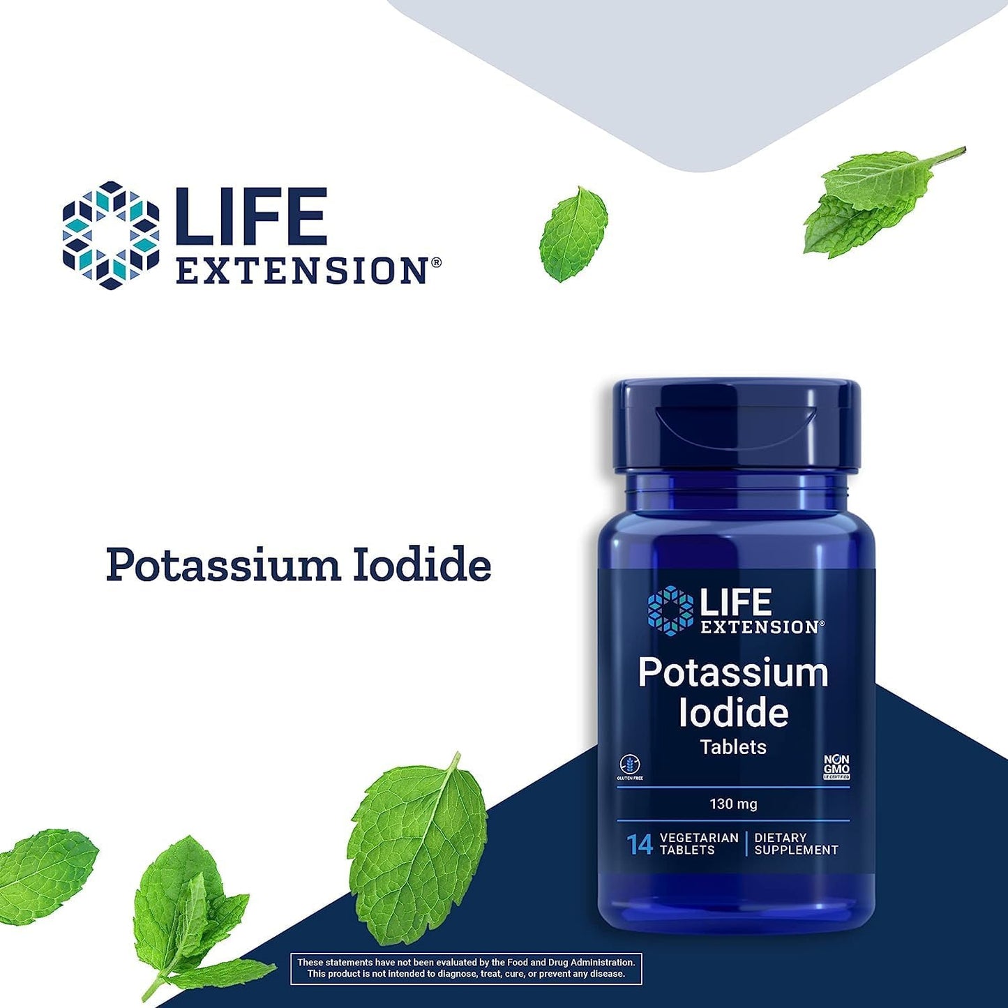 Pack of 3 Life Extension Potassium Iodide 130mg Tablets - 42 Tablets in Total
