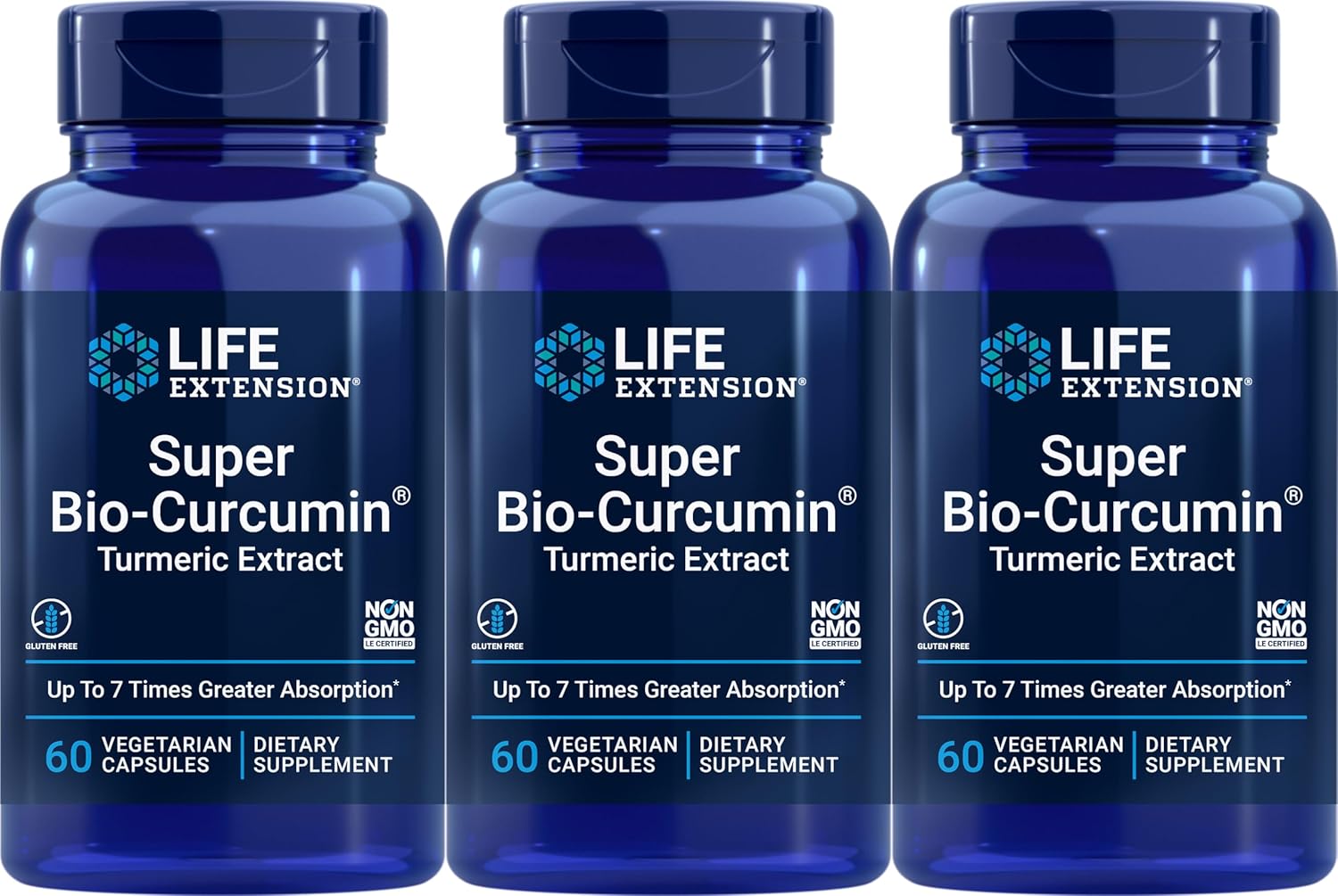 Pack of 3 Life Extension Super Bio-Curcumin Turmeric Extract Capsules, 400mg - 60 Vegetarian Capsules