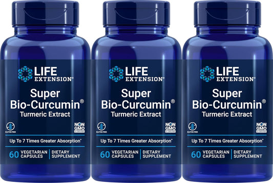 Pack of 3 Life Extension Super Bio-Curcumin Turmeric Extract Capsules, 400mg - 60 Vegetarian Capsules