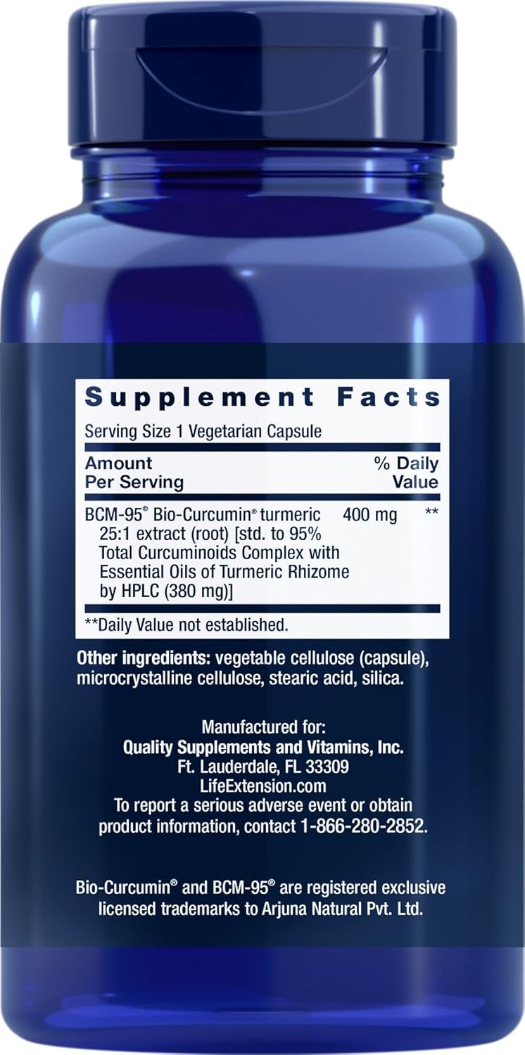 Pack of 3 Life Extension Super Bio-Curcumin Turmeric Extract Capsules, 400mg - 60 Vegetarian Capsules
