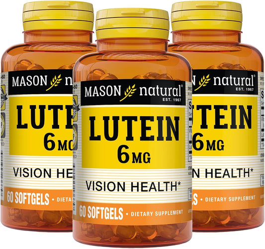 Pack of 3 Mason Natural Lutein 6mg with Vitamin E for Healthy Vision & Eye Function, 6 Month Supply