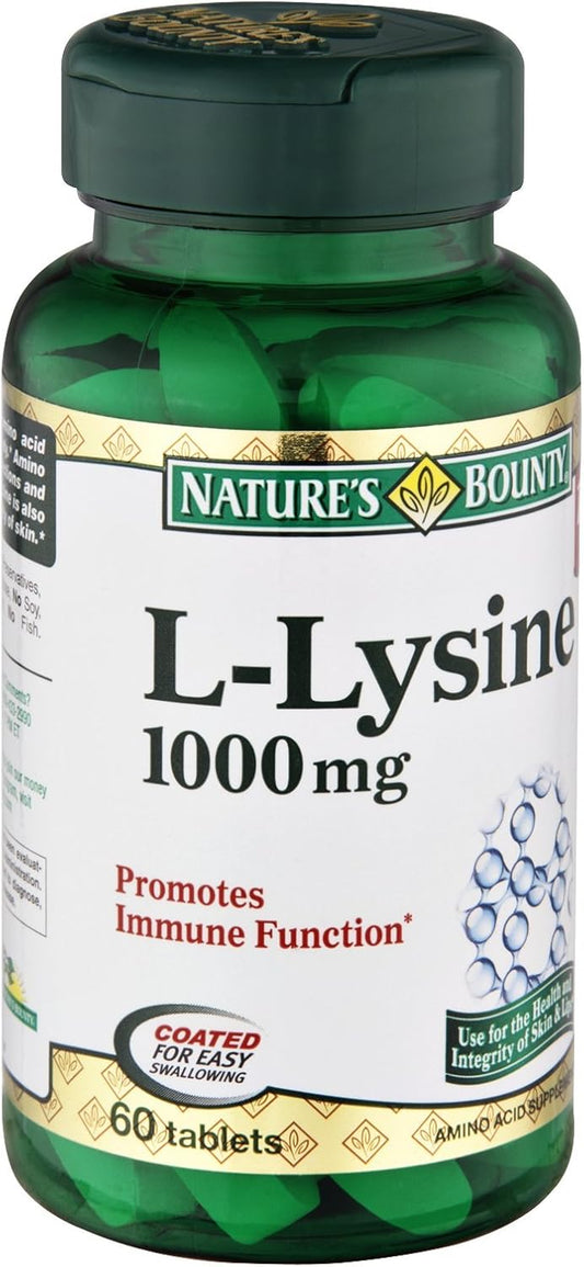 Pack of 3 Nature's Bounty L-Lysine 1000 mg Tablets for Immune Support