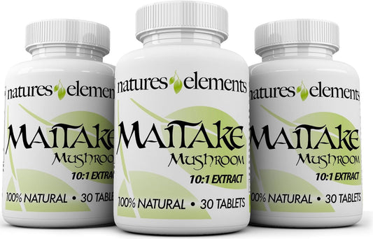 Pack of 3 Natures Elements Maitake Mushroom Extract Capsules - Immune Support with 10:1 Extract & 30% Polysaccharides - Vegetarian-Friendly