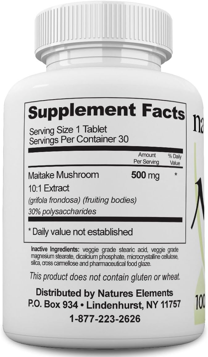 Pack of 3 Natures Elements Maitake Mushroom Extract Capsules - Immune Support with 10:1 Extract & 30% Polysaccharides - Vegetarian-Friendly