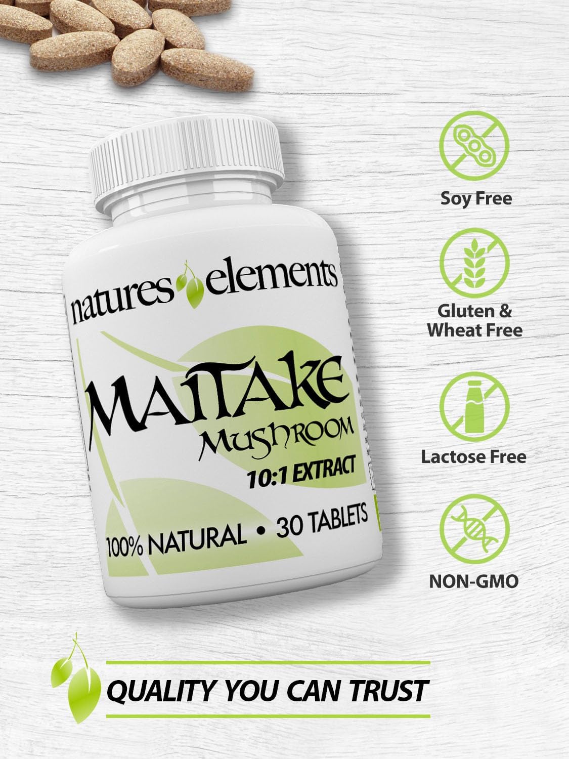 Pack of 3 Natures Elements Maitake Mushroom Extract Capsules - Immune Support with 10:1 Extract & 30% Polysaccharides - Vegetarian-Friendly