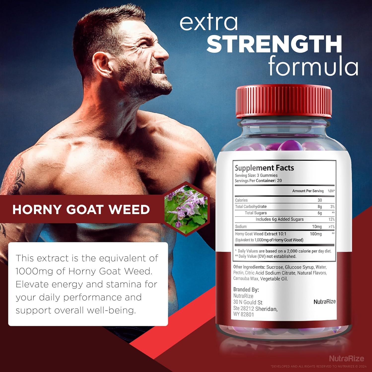 Pack of 3 NutraRize Alpha Drive RX Gummies for Men - Daily Supplement for Peak Performance and Well-Being - 180 Gummies