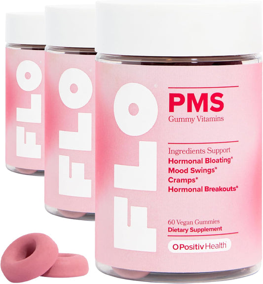 Pack of 3 O Positiv FLO PMS Gummies - Proactive Relief for Women - Targets Hormonal Symptoms with Chasteberry & Vitamin B6
