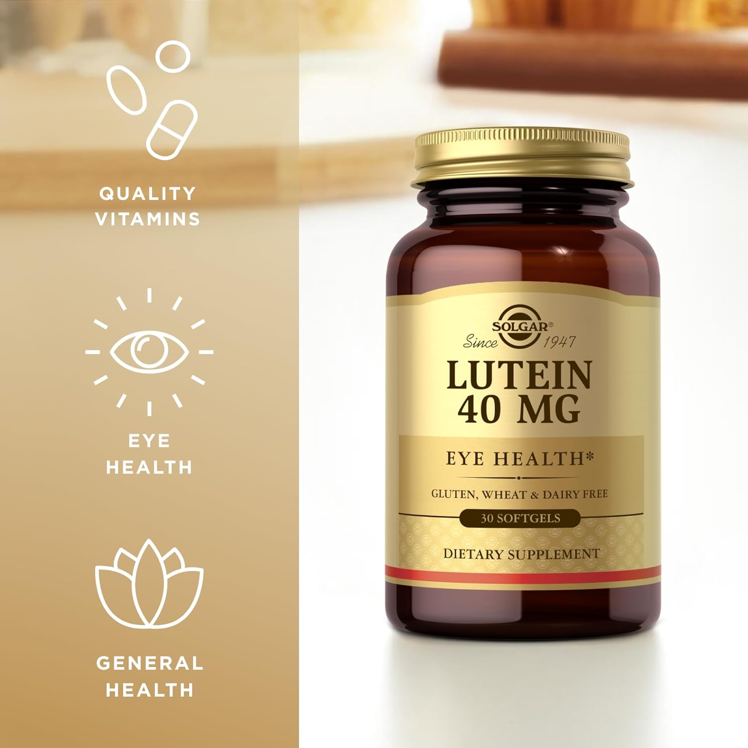 Pack of 3 Solgar Lutein 40 mg Softgels for Eye Health - Gluten and Dairy Free - 90 Servings