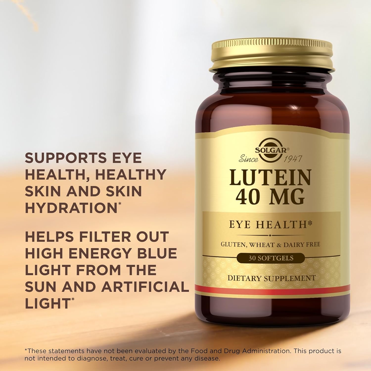 Pack of 3 Solgar Lutein 40 mg Softgels for Eye Health - Gluten and Dairy Free - 90 Servings