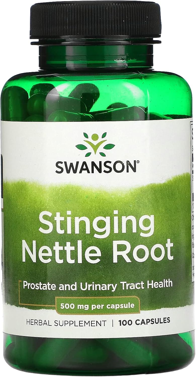 Pack of 3 Swanson Stinging Nettle Root Capsules - 500mg, 100 Count per Bottle