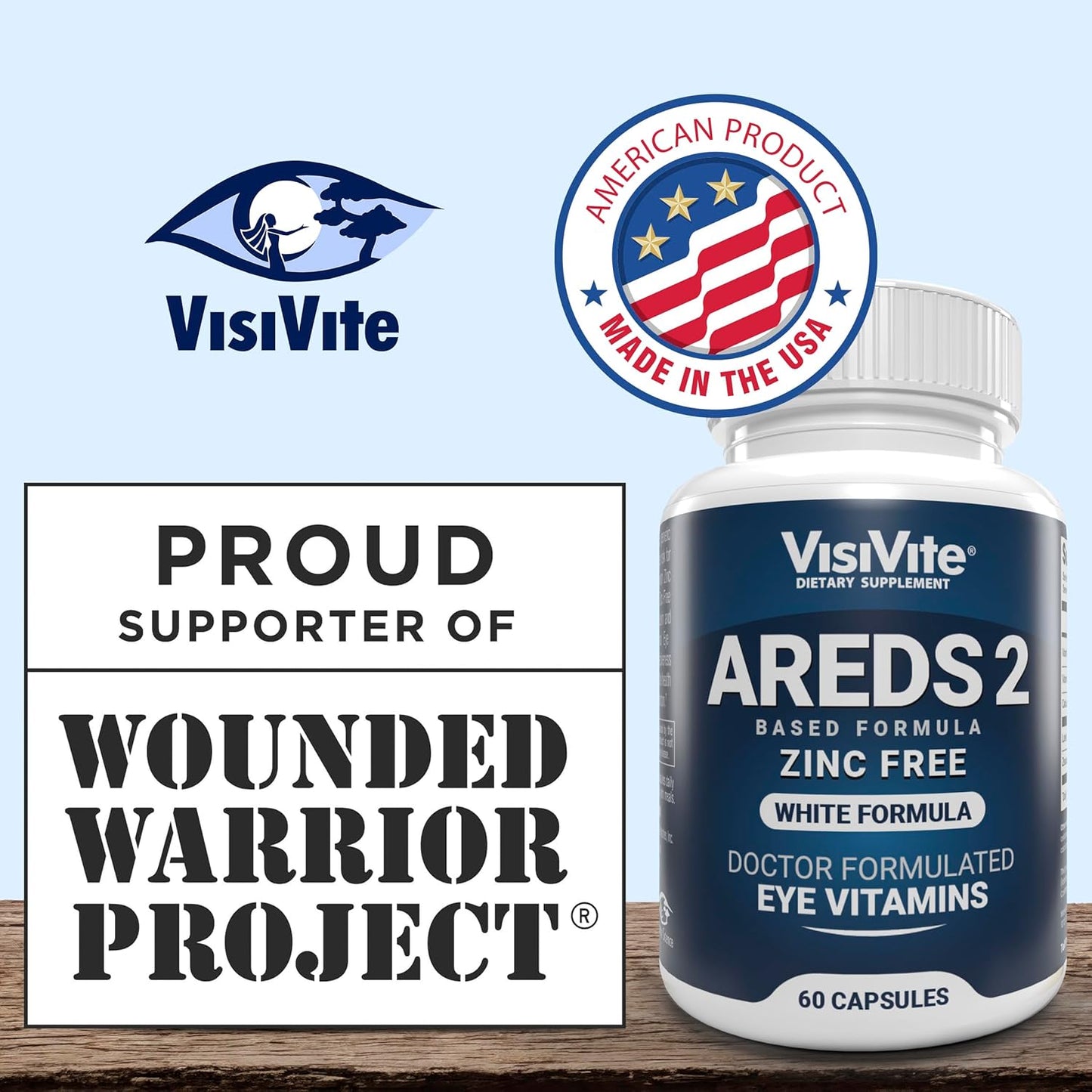 Pack of 3 VisiVite AREDS 2 White Eye Vitamins with Zeaxanthin and Lutein for Macular Health - Soy-Free Formula