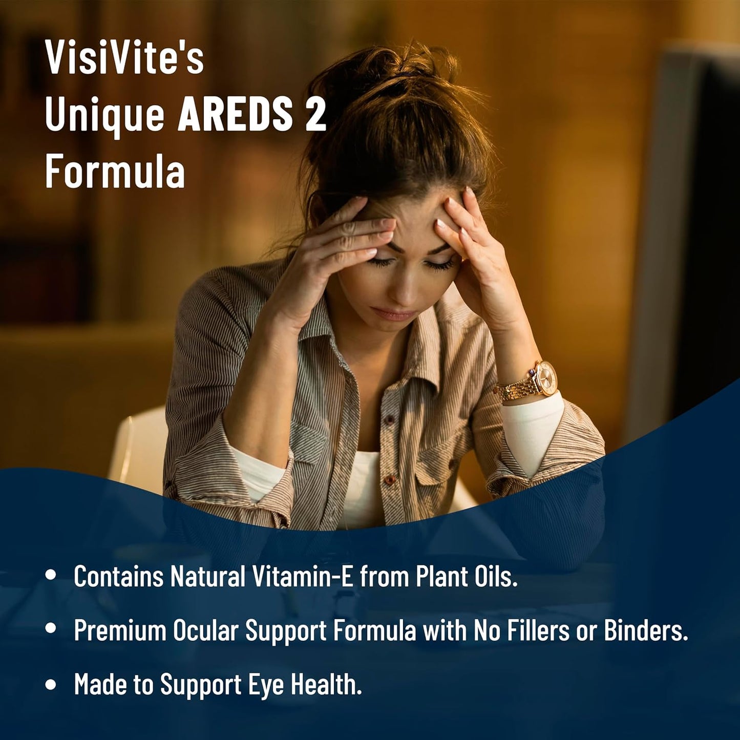 Pack of 3 VisiVite AREDS 2 White Eye Vitamins with Zeaxanthin and Lutein for Macular Health - Soy-Free Formula