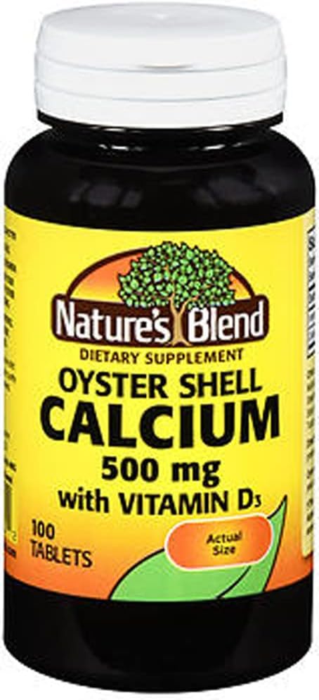 Pack of 300 Nature's Blend Oyster Shell Calcium 500mg Tablets with Vitamin D3