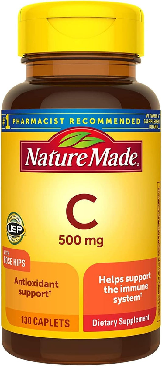 Pack of 390 Nature Made Vitamin C 500 Mg Caplets with Rose HIPS, 130 Tablets per Pack