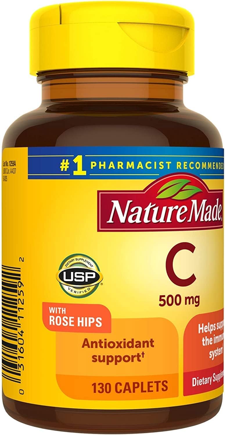 Pack of 390 Nature Made Vitamin C 500 Mg Caplets with Rose HIPS, 130 Tablets per Pack