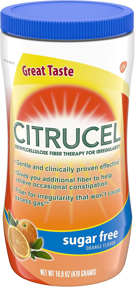 Pack of 4 Citrucel Sugar Free Orange Flavor Fiber Therapy Powder, 16.9 oz for Regularity