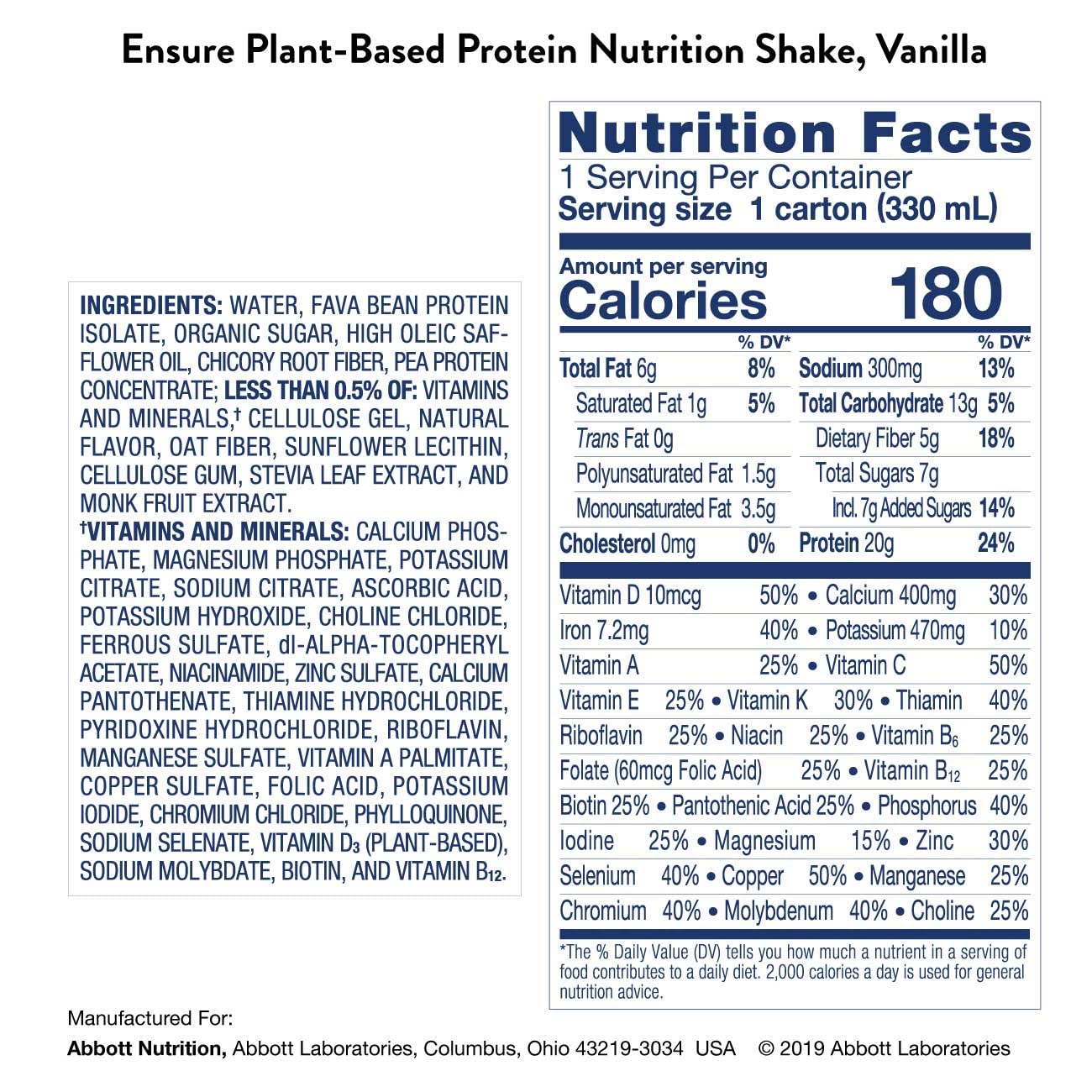 Pack of 4 Ensure Plant Protein Nutrition Shakes Vanilla - 11 Fl Oz Each