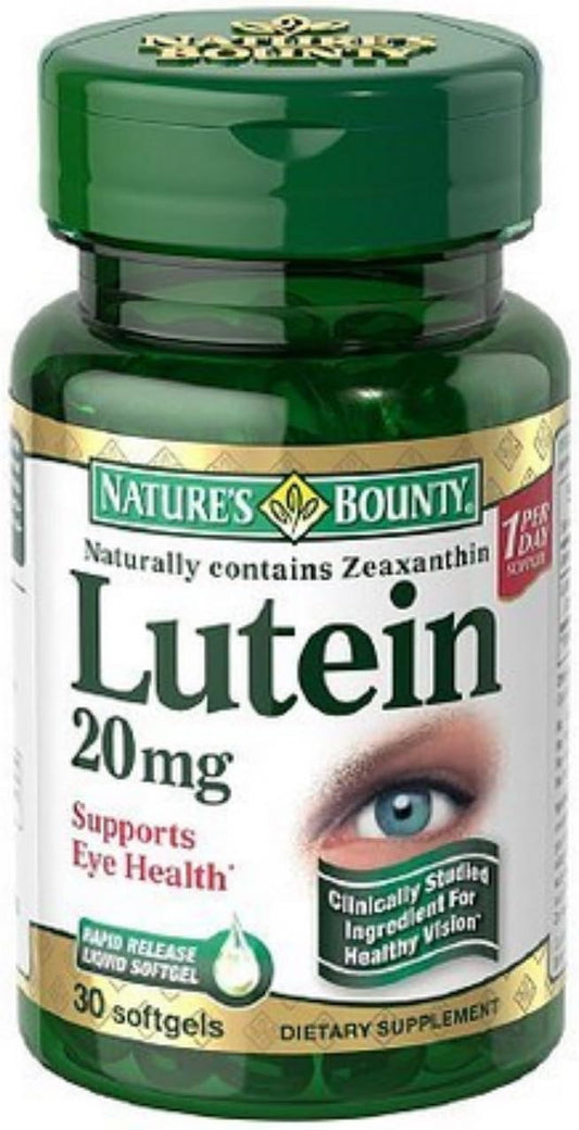 Pack of 4 Nature's Bounty Lutein 20 mg Softgels - 30 ea per Bottle