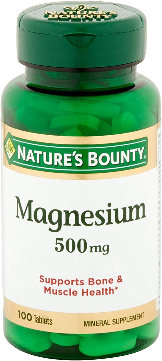 Pack of 4 Nature's Bounty Magnesium 500 mg Tablets - 100 Count each