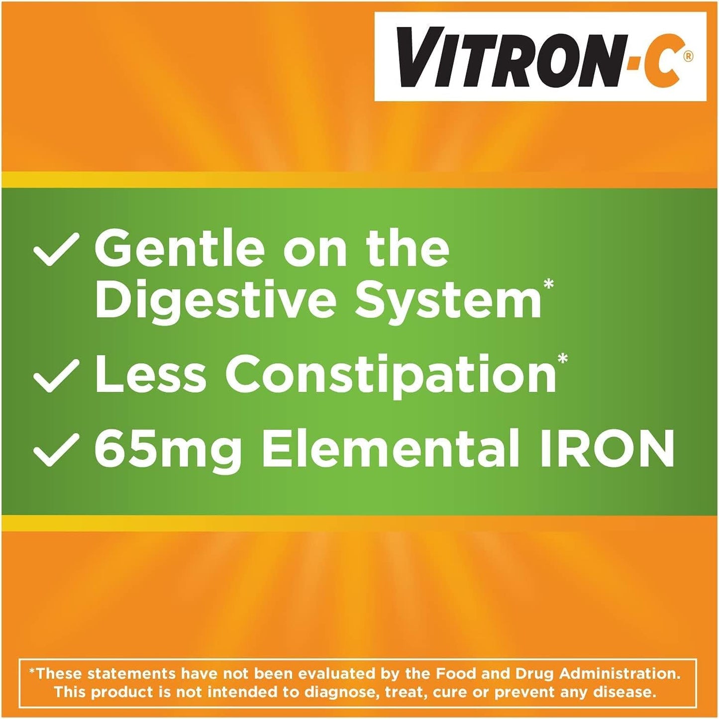 Pack of 4 Vitron-C High Potency Iron Supplements with Vitamin C - 60 Count Each