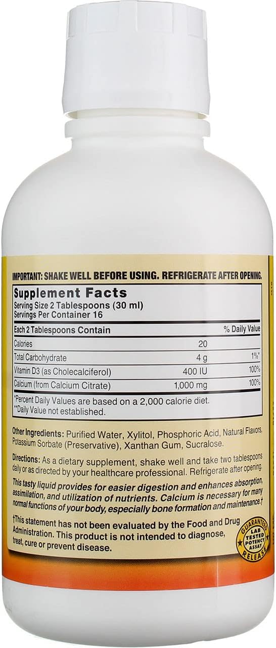 Pack of 5 Nature's Blend Calcium Citrate with D3 Blueberry Flavored Liquid - 16 oz Each