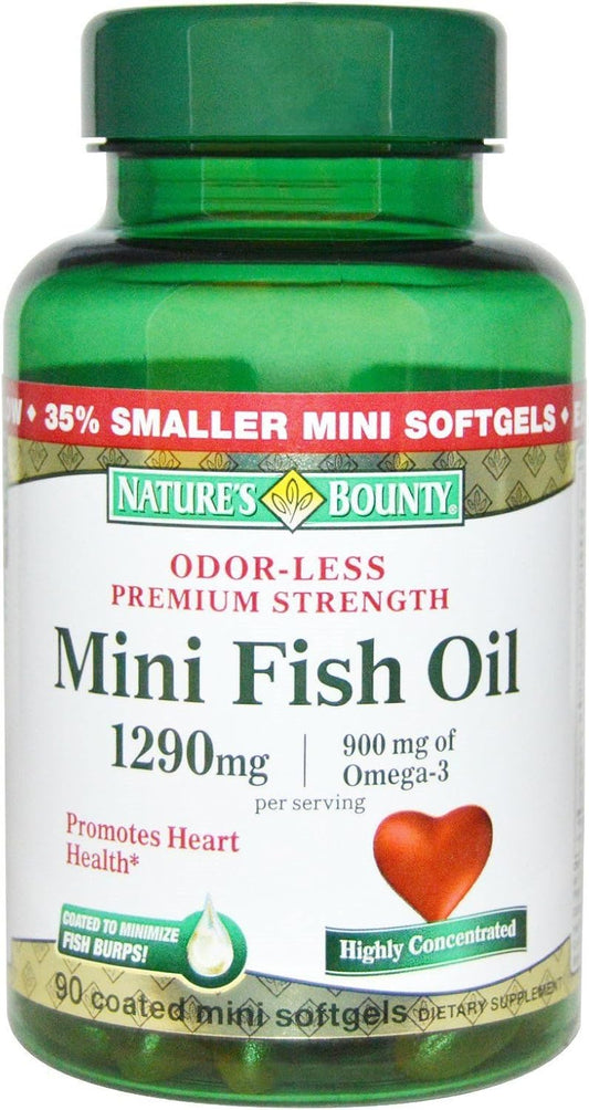 Pack of 5 Nature's Bounty Fish Oil 1290 mg Mini Softgels - 90 ct